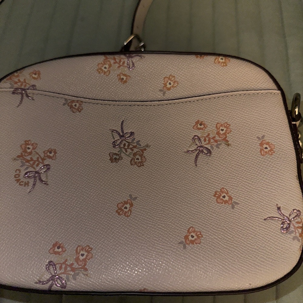 Coach Women's Crossbody Purse Pink B1881-29347 Floral Leather Zipper Chain - Picture 4 of 7